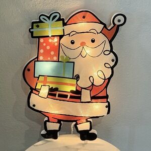 VTG Light Up Santa Hanging Window Wall Christmas Holiday Decor Plug In 16" Retro